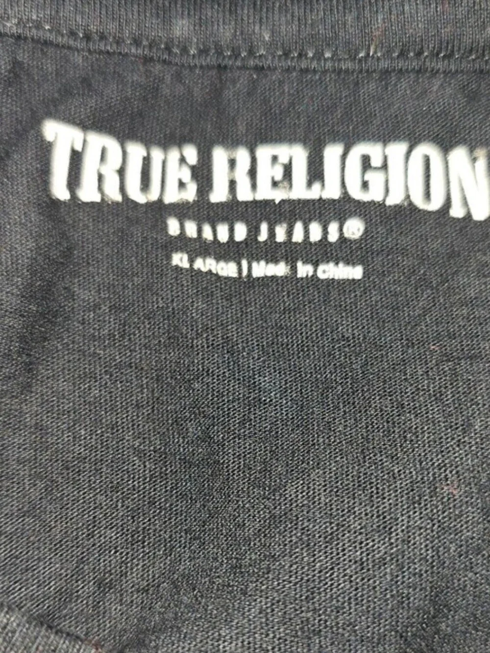 True Religion Black Tee with White Logo Print